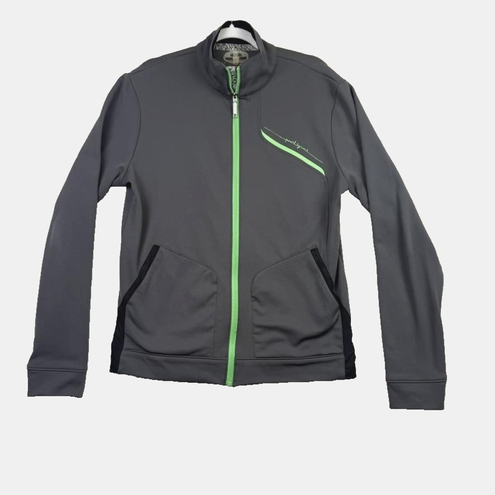 Pearl‎ Izumi Jacket Mens Medium Gray Green Full Zip Thermal Fleece Cycling